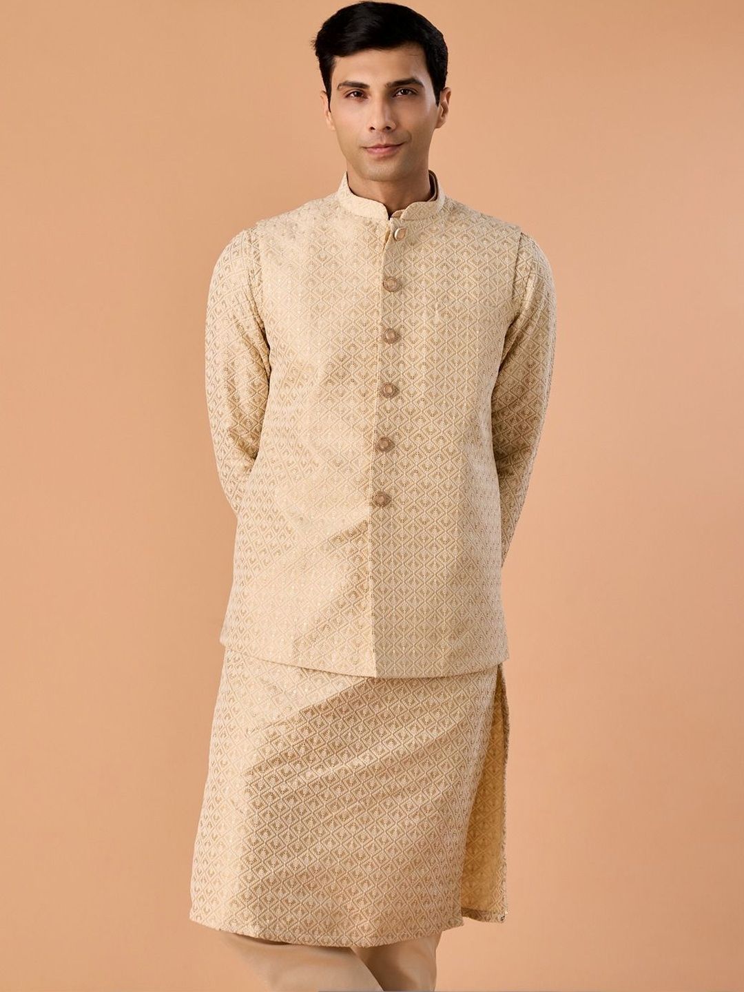 Manyavar Embroidered Mandarin Collar Nehru Jackets-picture-19