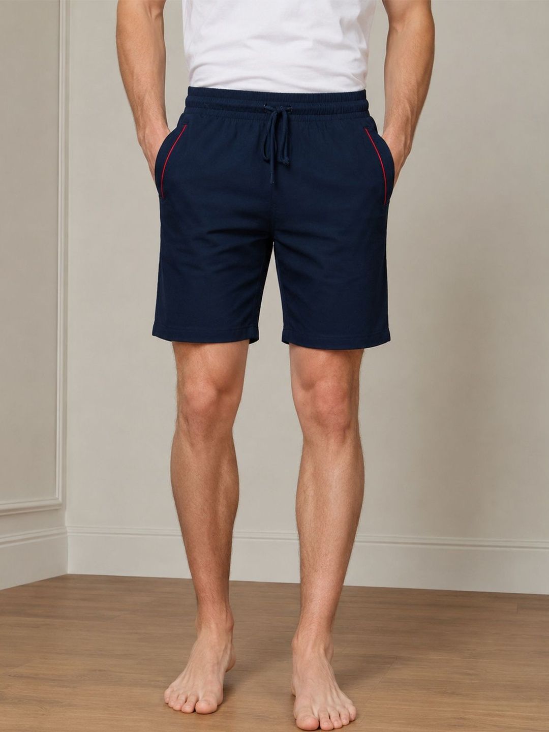 The Roadster Lifestyle Co Cotton Mid-Rise Lounge Shorts With Side Pocket-image-26