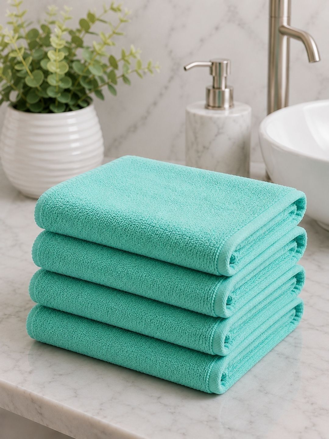 Fezora Sea Green 4 Pieces Durable Hand Towel - 15 Inch-picture-47