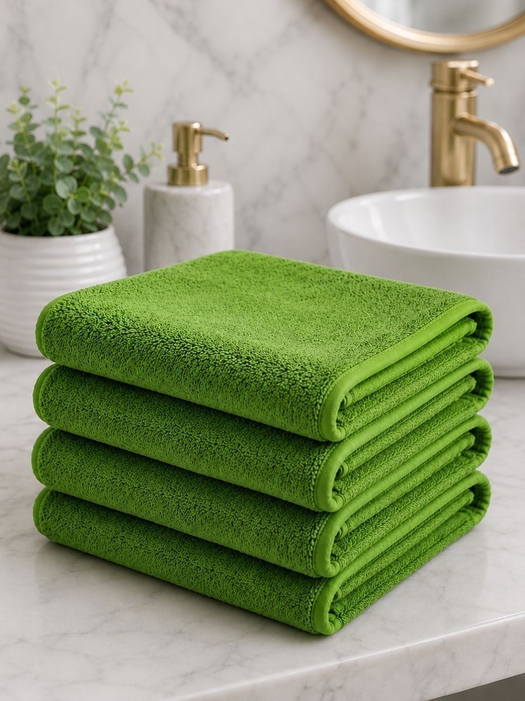 Fezora Green 4 Pieces Durable Hand Towel - 15 Inch-picture-2