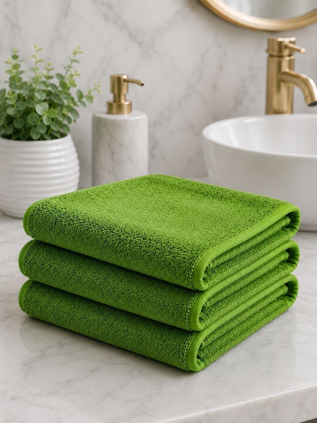 Fezora 3Pcs Green Microfiber 500 GSM Hand Towels-picture-33