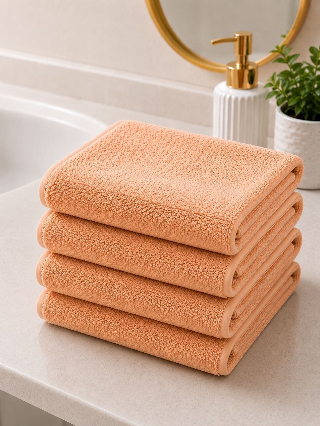 Fezora Orange Colored 4 Pieces Durable Hand Towel - 15 Inch-picture-45