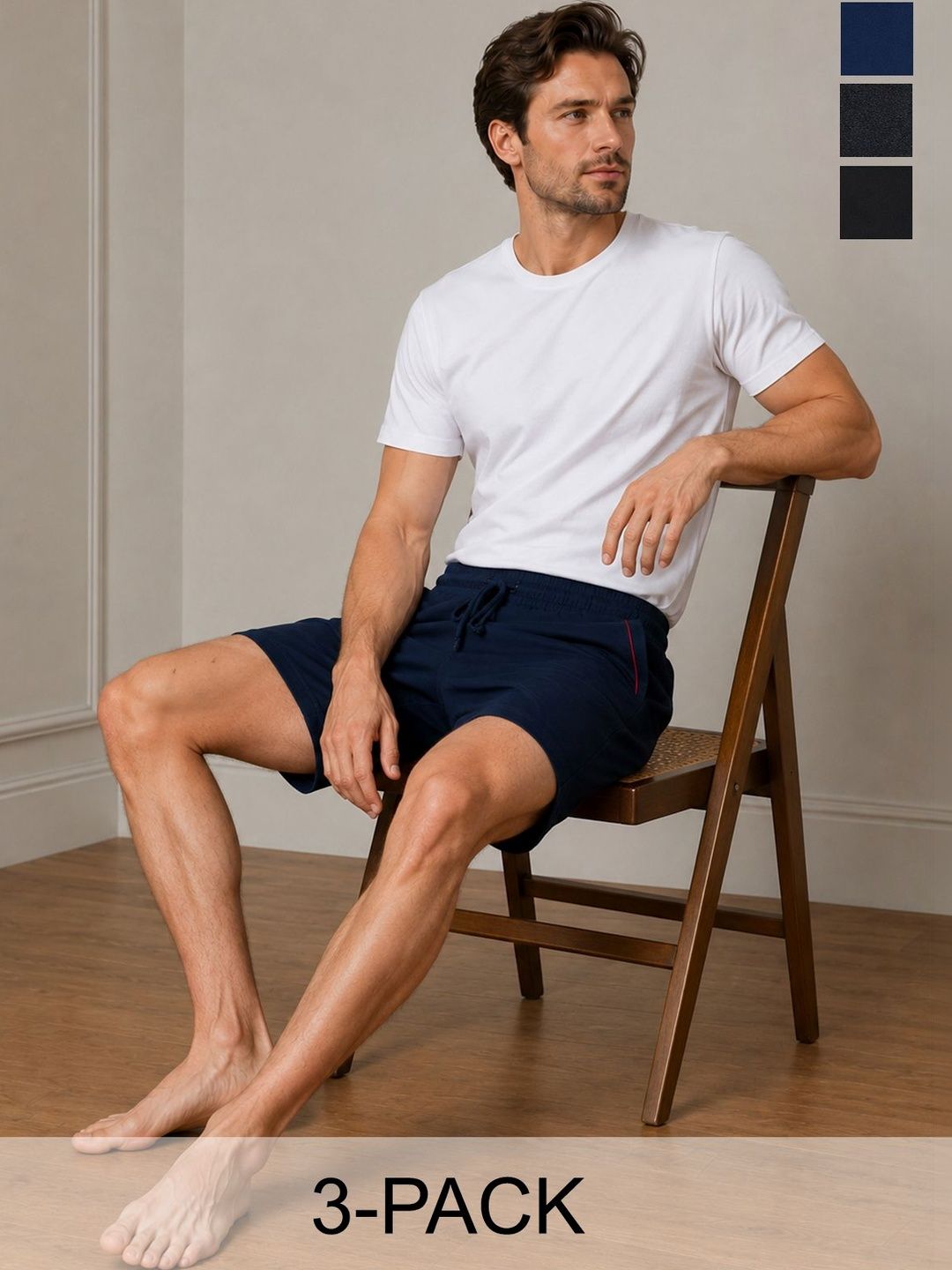 The Roadster Lifestyle Co Pack Of 3 Cotton Mid-Rise Lounge Shorts With Side Pocket-picture-40