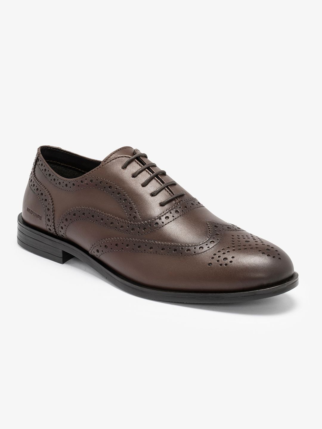 Red Tape Men Textured Leather Round Toe Lace-Ups Formal Brogues-image-39
