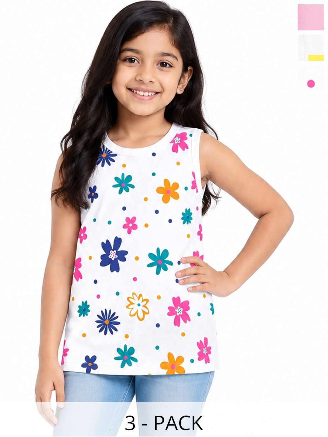YK Girls Pack Of 3 Printed Round Neck T-Shirt-picture-38