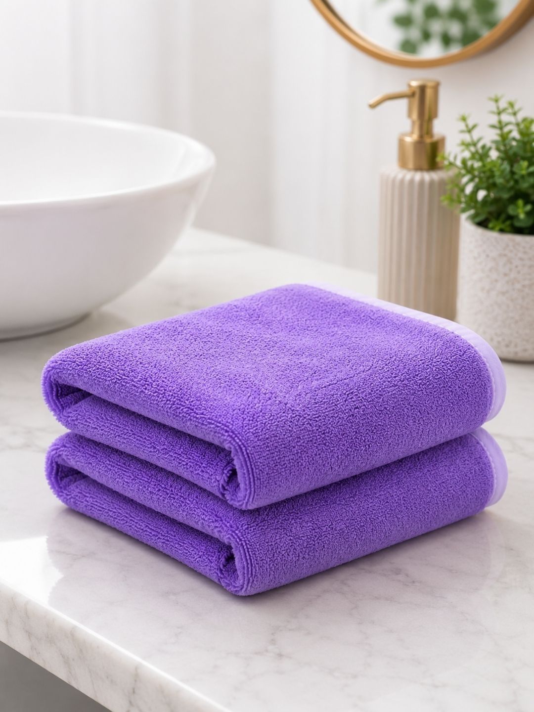 Fezora 2Pcs Purple Microfiber 500 GSM Hand Towels-picture-4