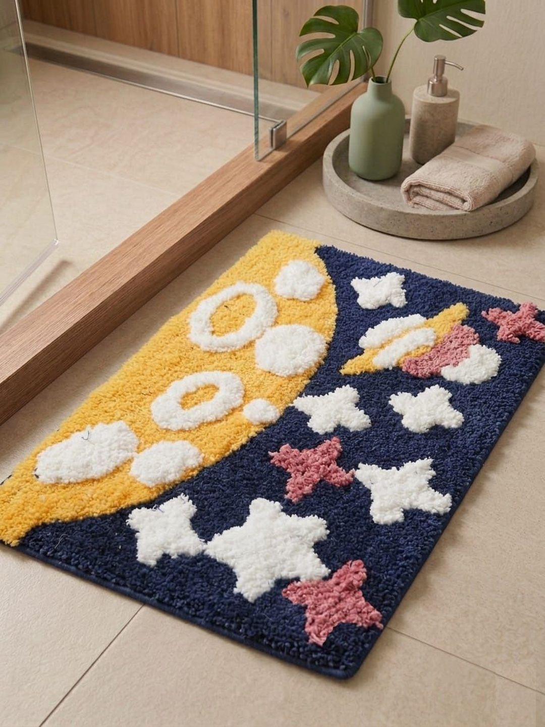 AaHo Decor White & Yellow Anti-Slip High Absorbent Doormats-image-46