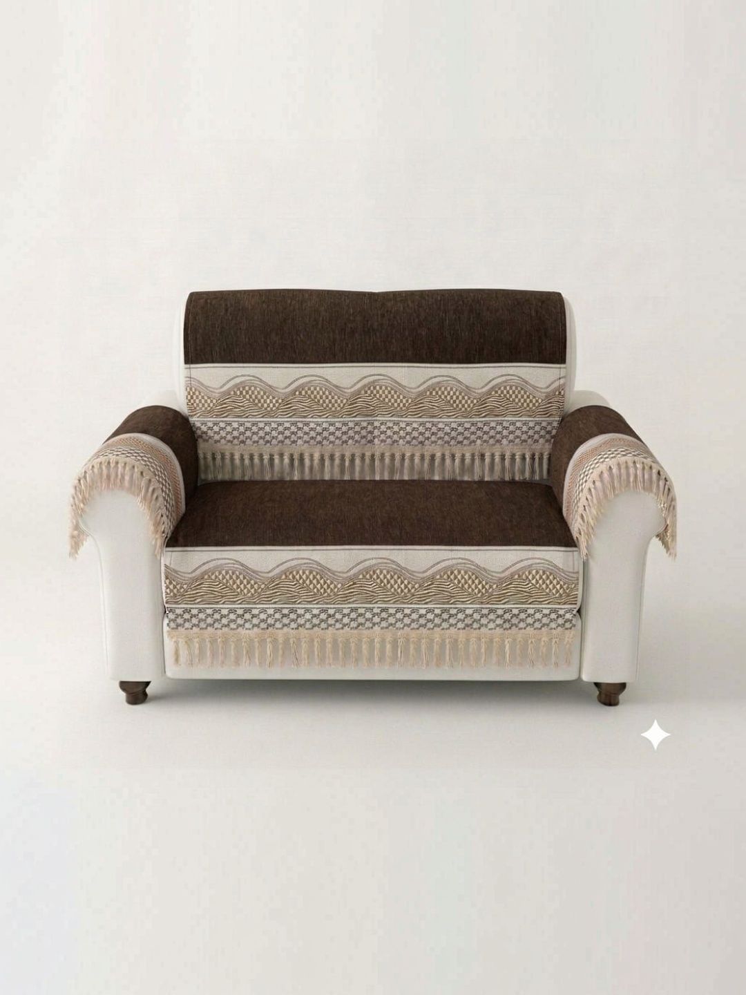 KANUM Brown & Brown Printed Sofa Cover With Arms-image-25