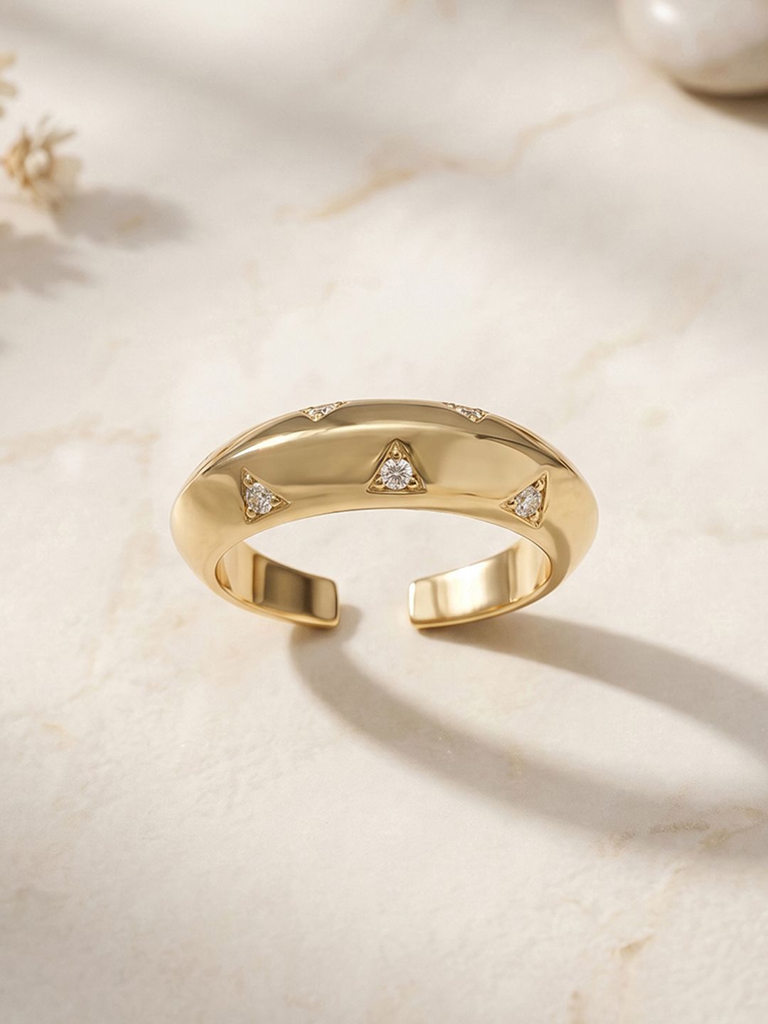 Carlton London 18kt Gold Plated CZ Studded Adjustable Finger Ring-picture-40