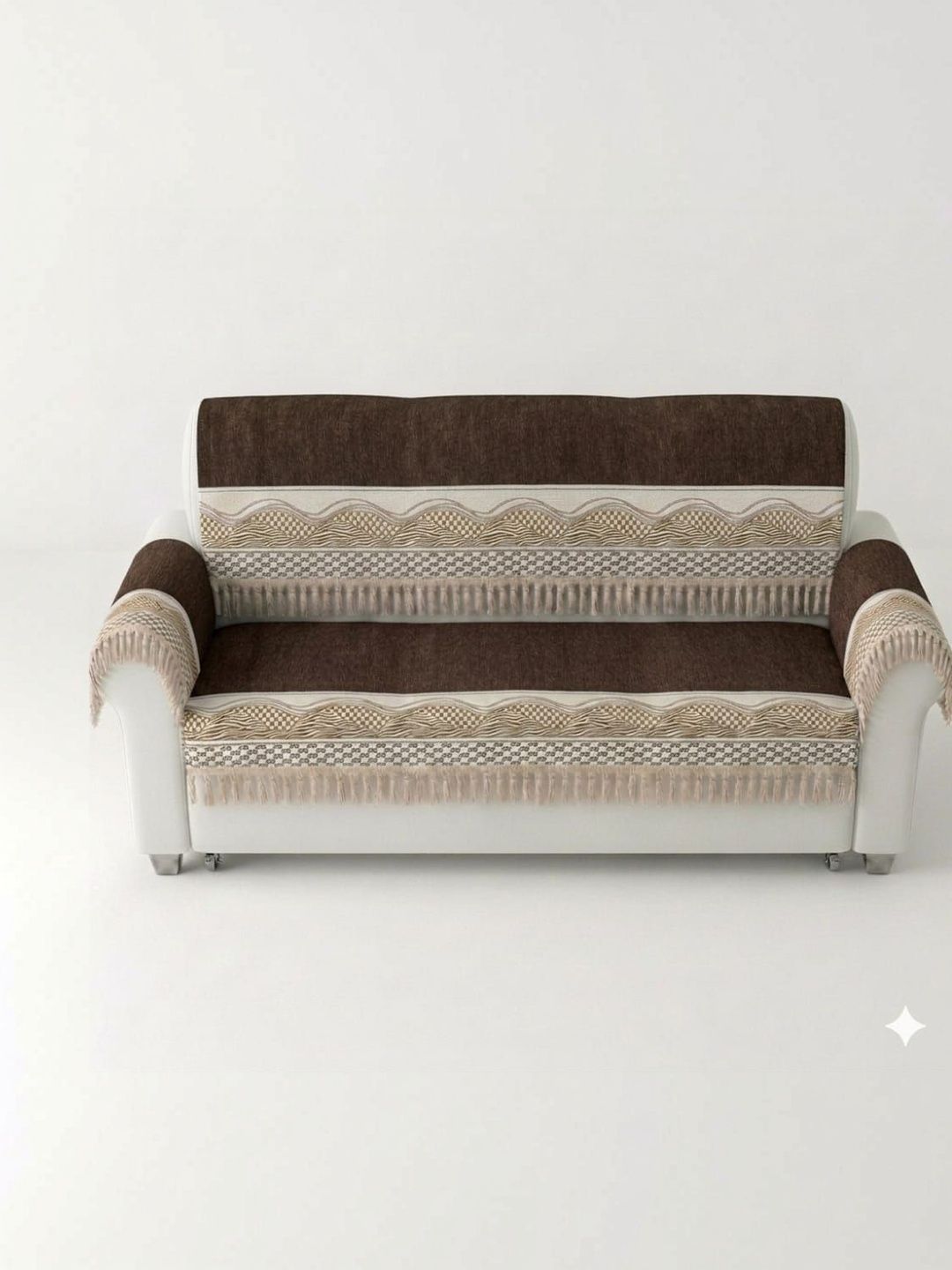 KANUM Brown & Brown Printed Sofa Cover With Arms-image-27