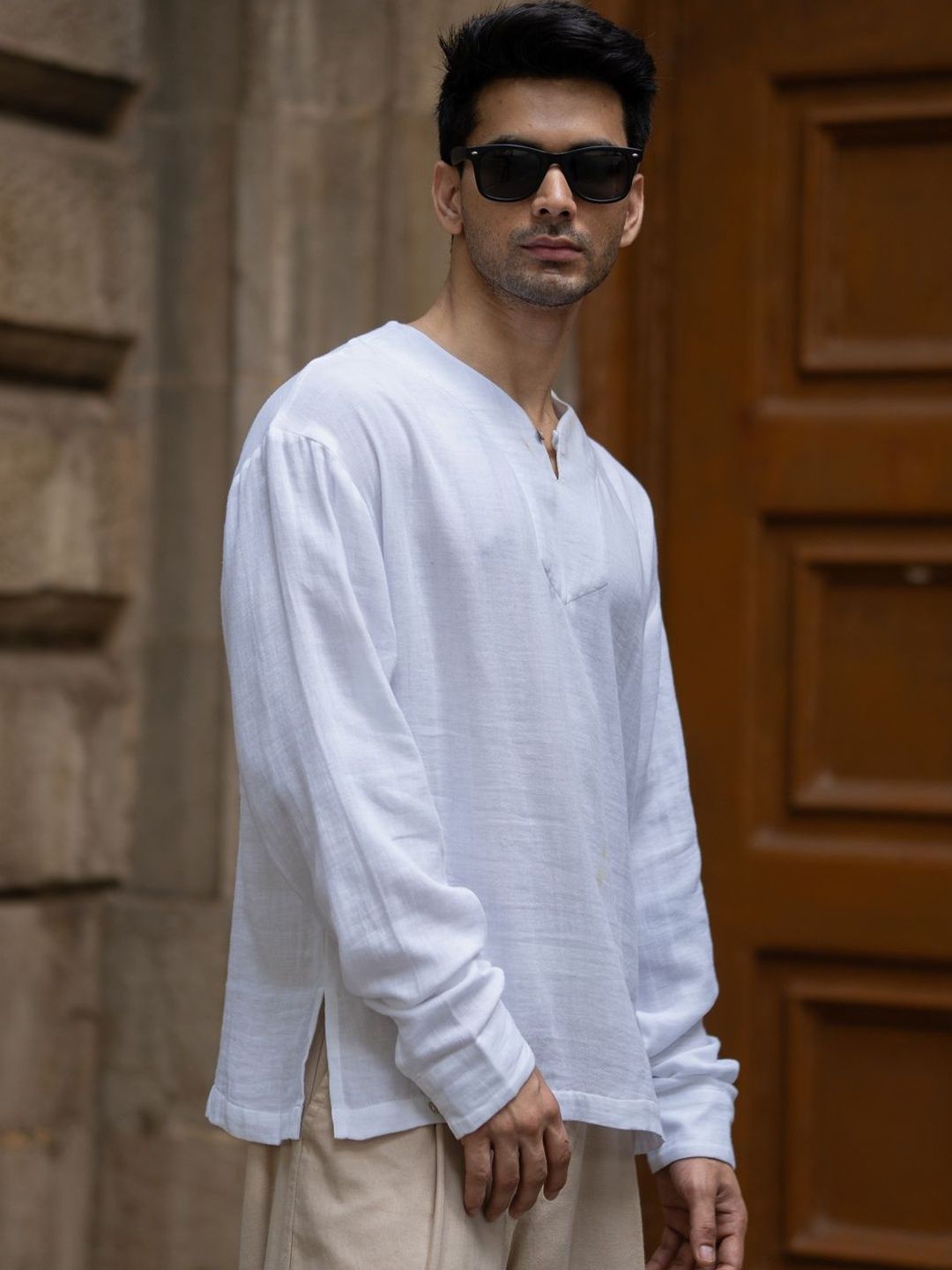 Powerlook V-neck Pure Cotton Kurta-picture-24