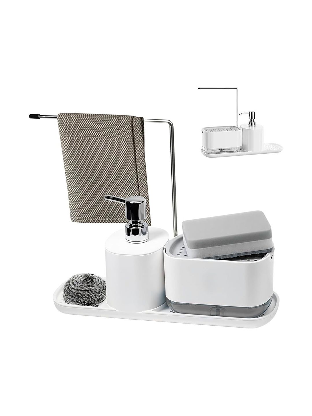 MAYCREATE White & White Solid Plastic Bath Accessories Set-image-38