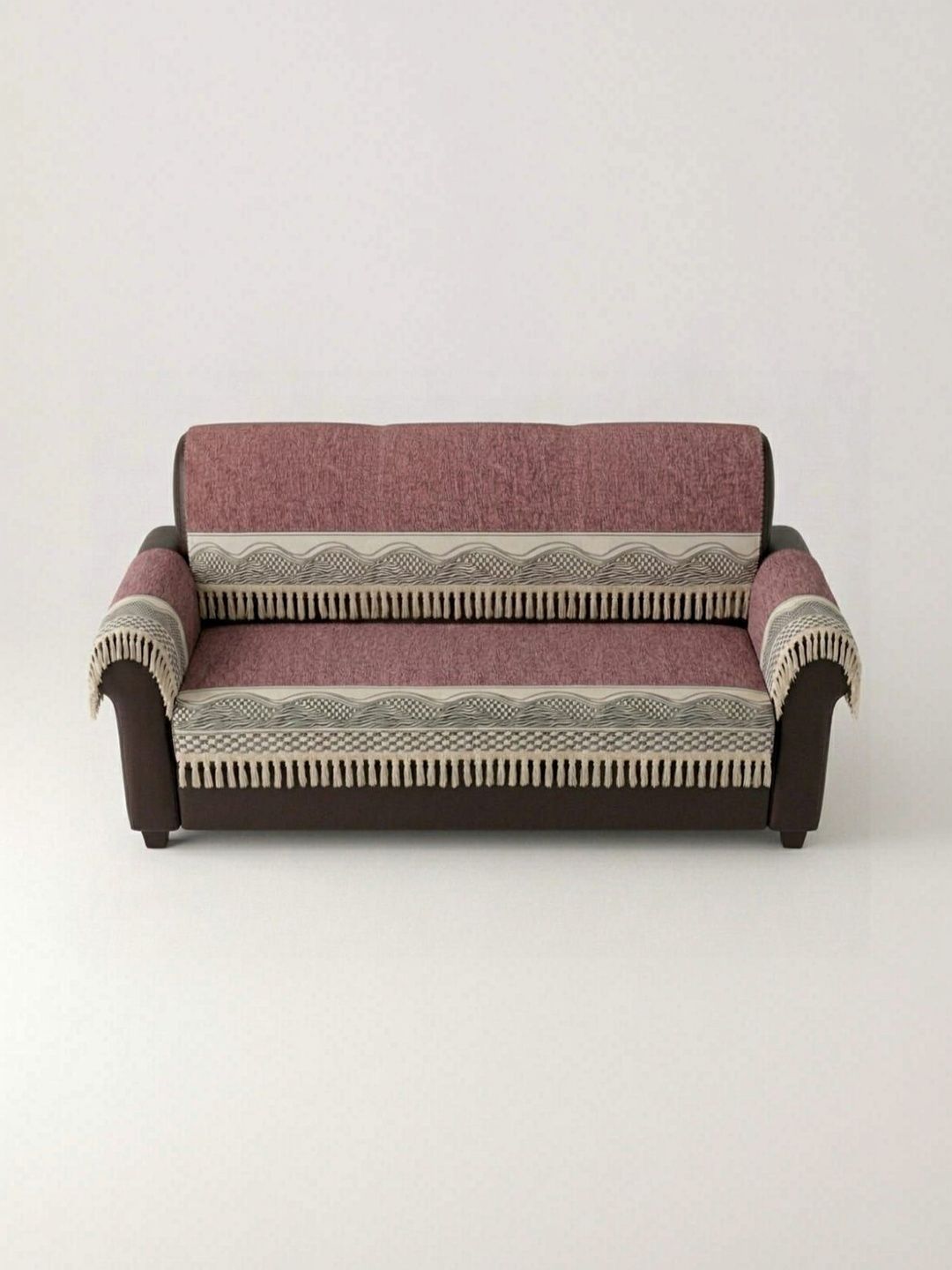 KANUM Pink & Maroon Printed Sofa Cover With Arms-picture-26