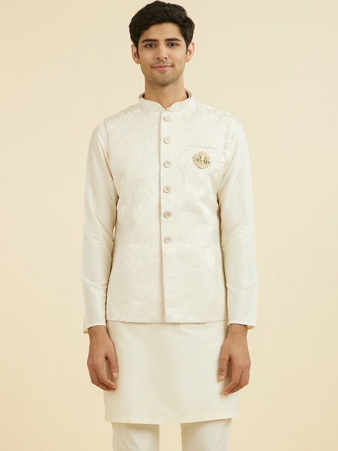 Manyavar Mandarin Collar Nehru Jackets-image-48