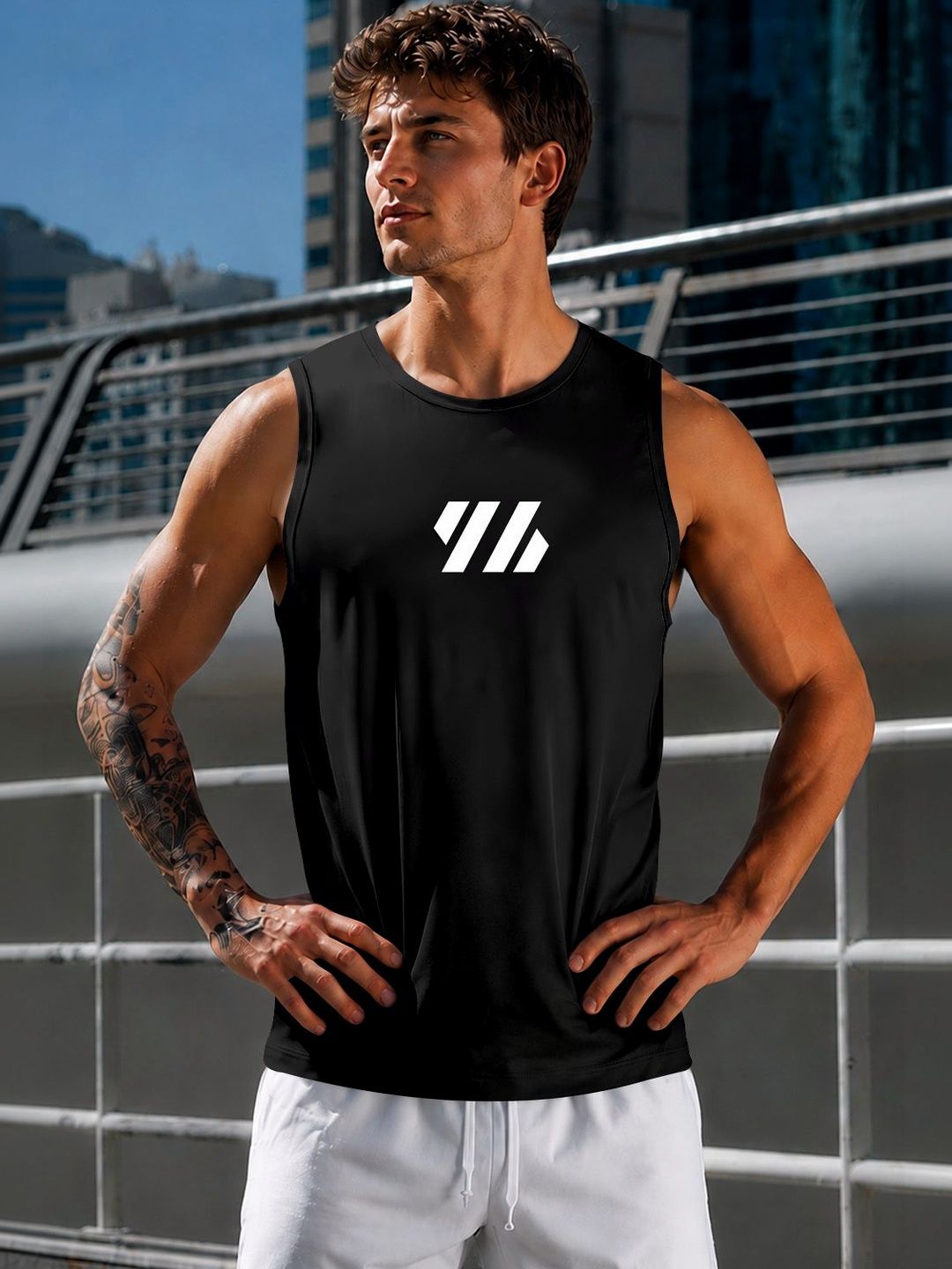 MODA RAPIDO X FITNESS EXCHANGE Men Brand Logo Printed Dri-FIT T-shirt-image-46
