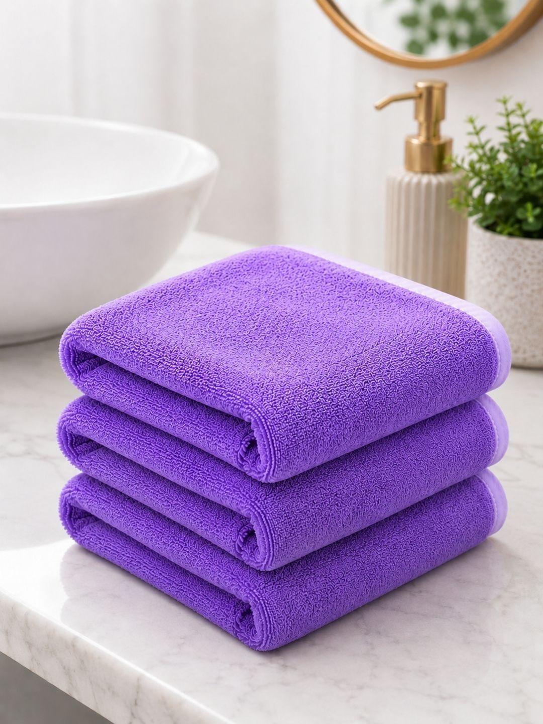 Fezora 3Pcs Purple Microfiber 500 GSM Hand Towels-picture-37
