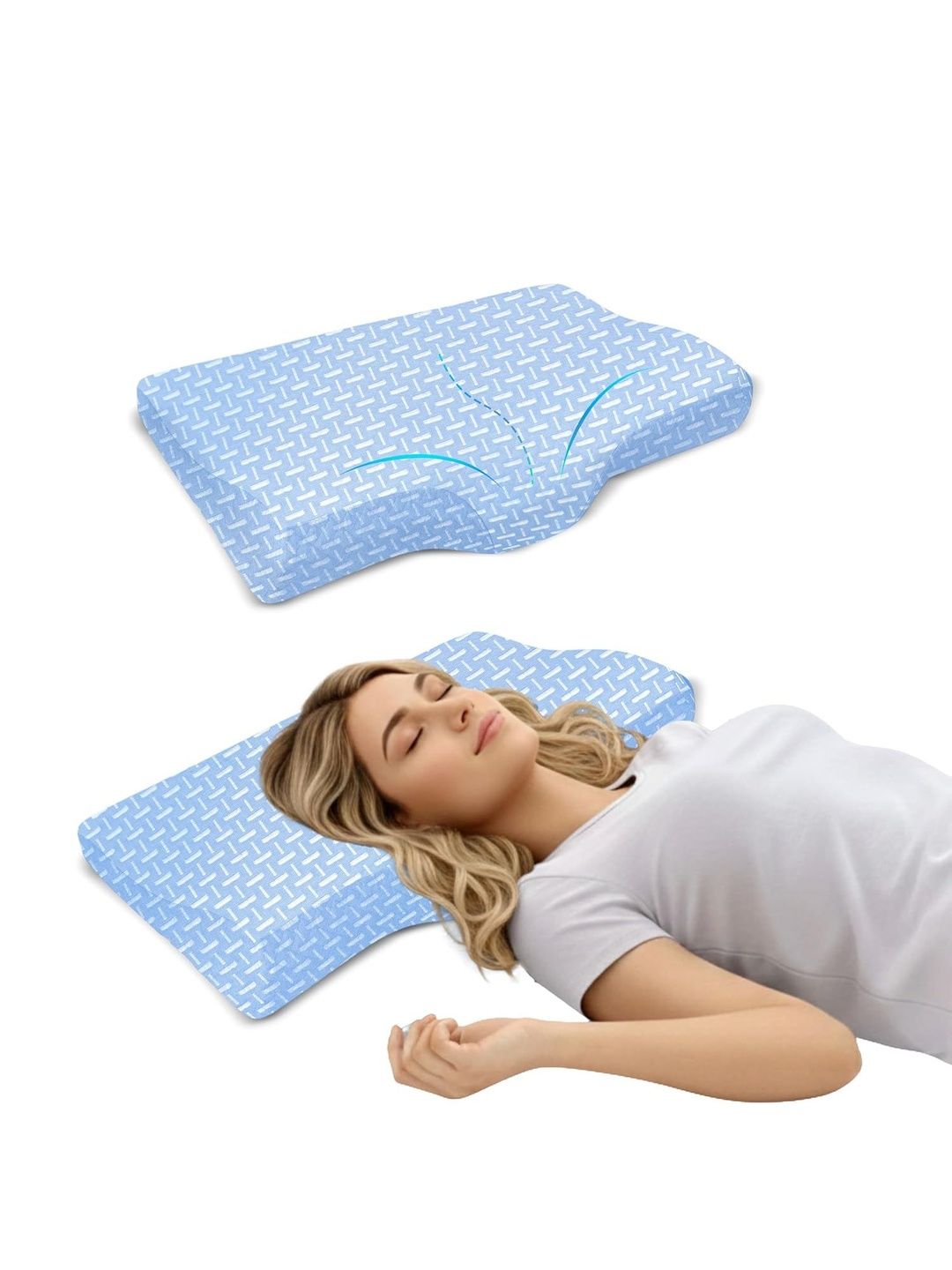 MASHUR FAB White Memory Foam Filled Cotton Lightweight Pillow-picture-1