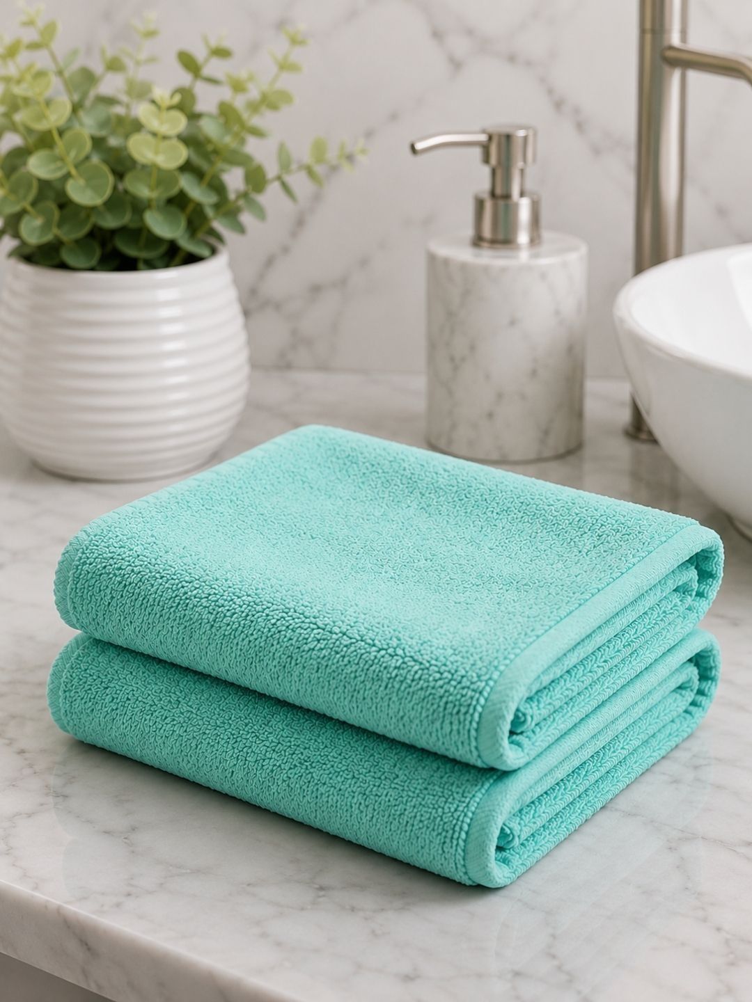 Fezora 2Pcs Sea Green Microfiber 500 GSM Hand Towels-picture-9