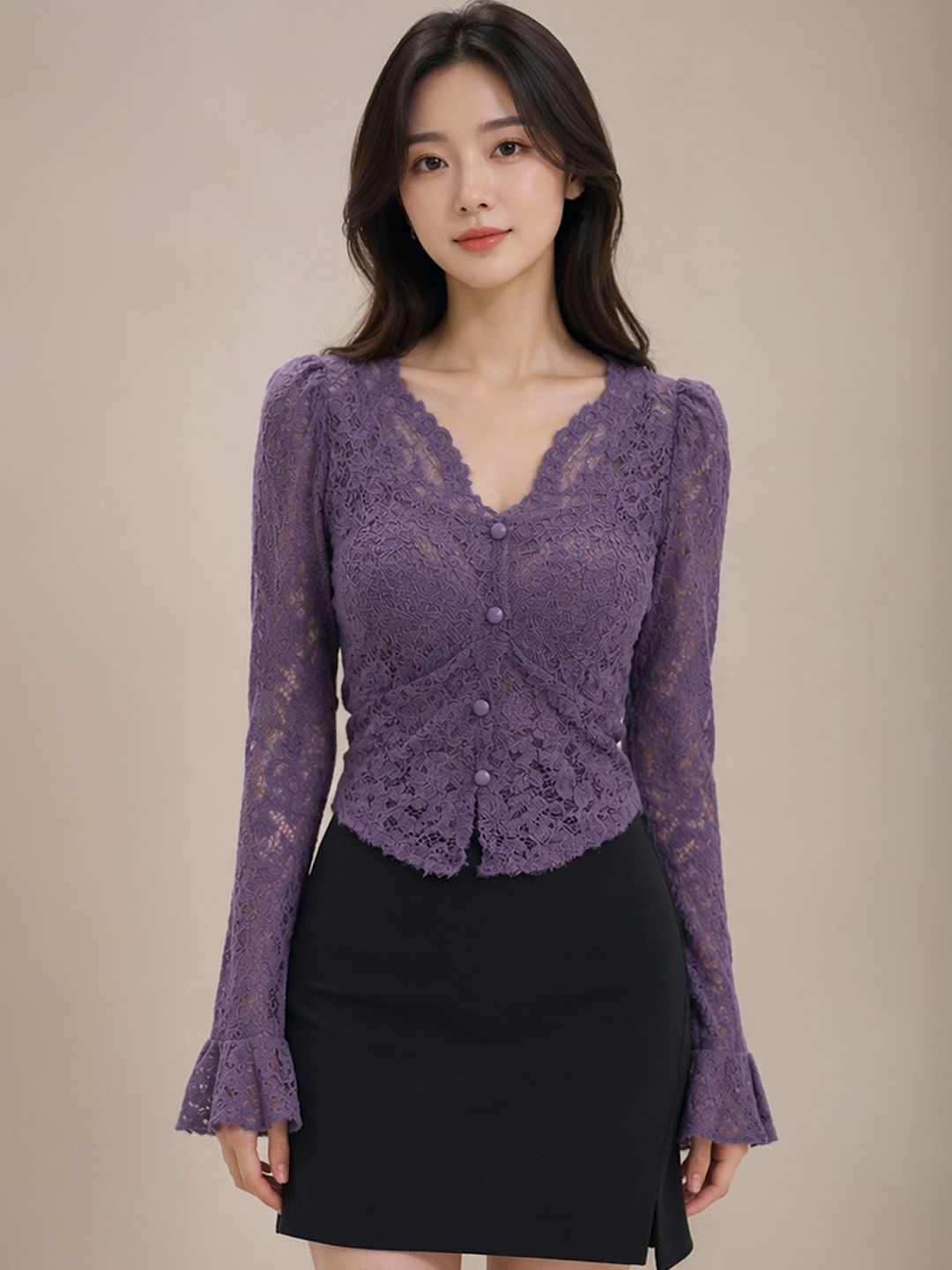 Suo Embroidered Puff Sleeve Top-picture-43