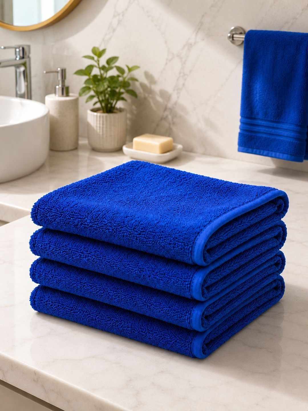 Fezora Navy Blue 4 Pieces Durable Hand Towel - 15 Inch-picture-48