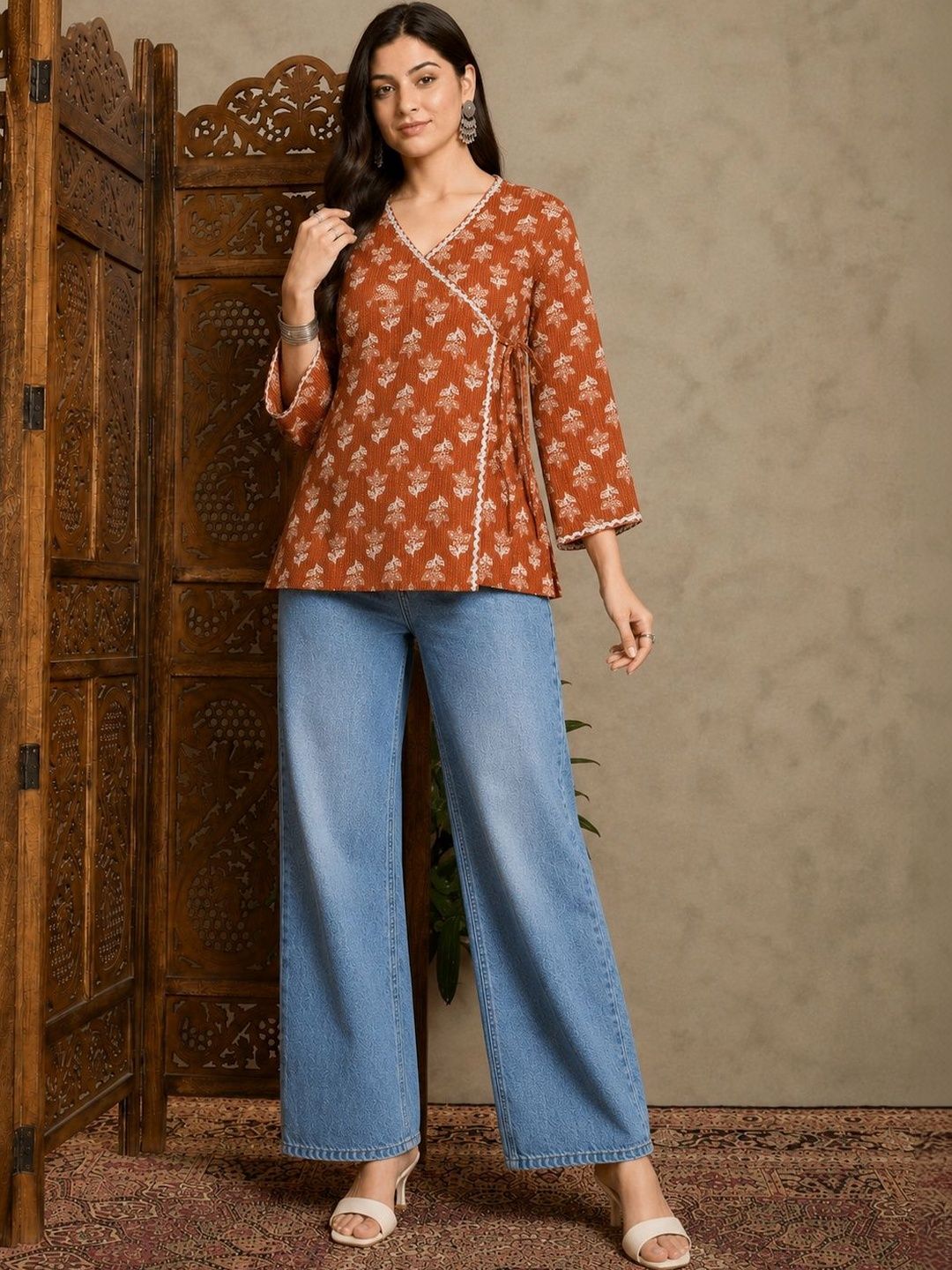 VANSIRI Print Ethnic Cotton Wrap Top-picture-52