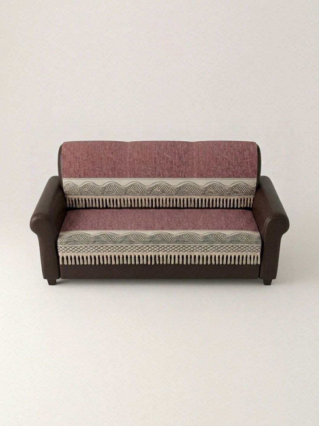 KANUM Pink & Maroon Printed Sofa Cover Without Arms-picture-26