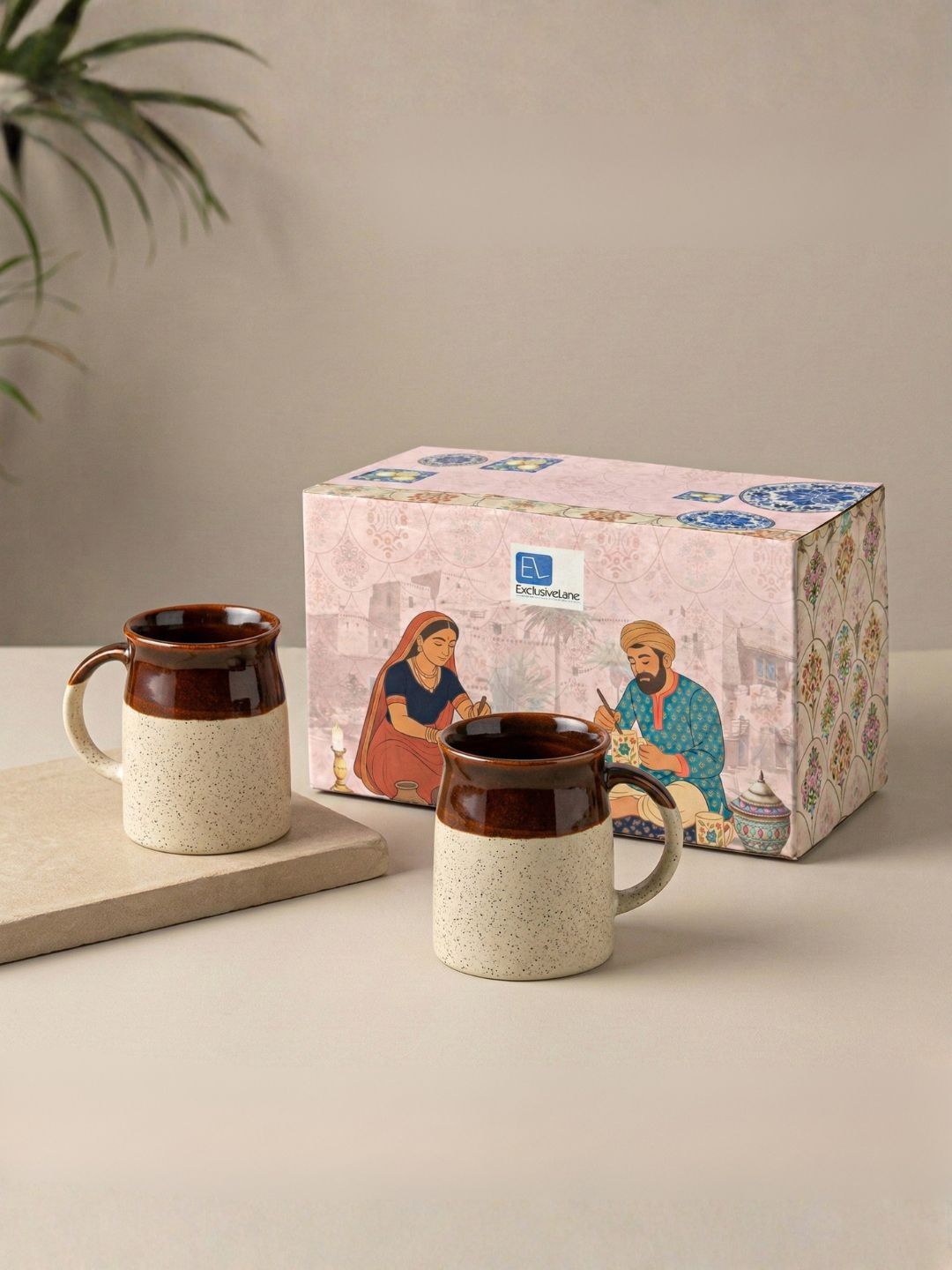 ExclusiveLane Cocoa Rims Studio Pottery 2 Pcs Ceramic Tea & Coffee Mugs-picture-10