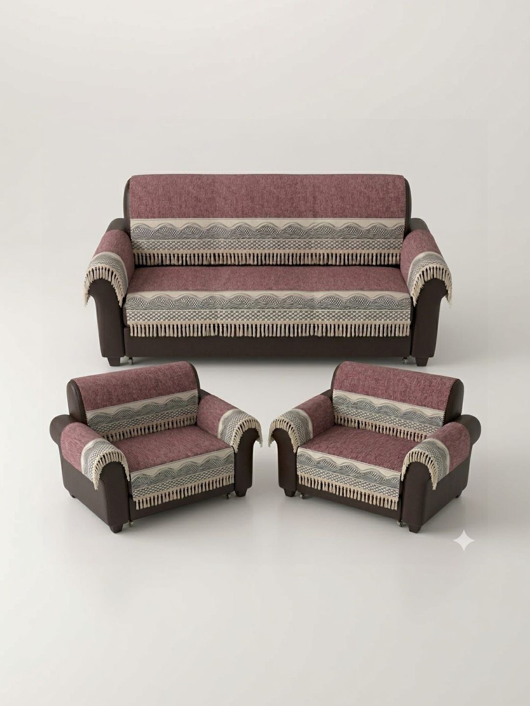 KANUM Pink & Maroon Printed Sofa Cover With Arms-picture-42