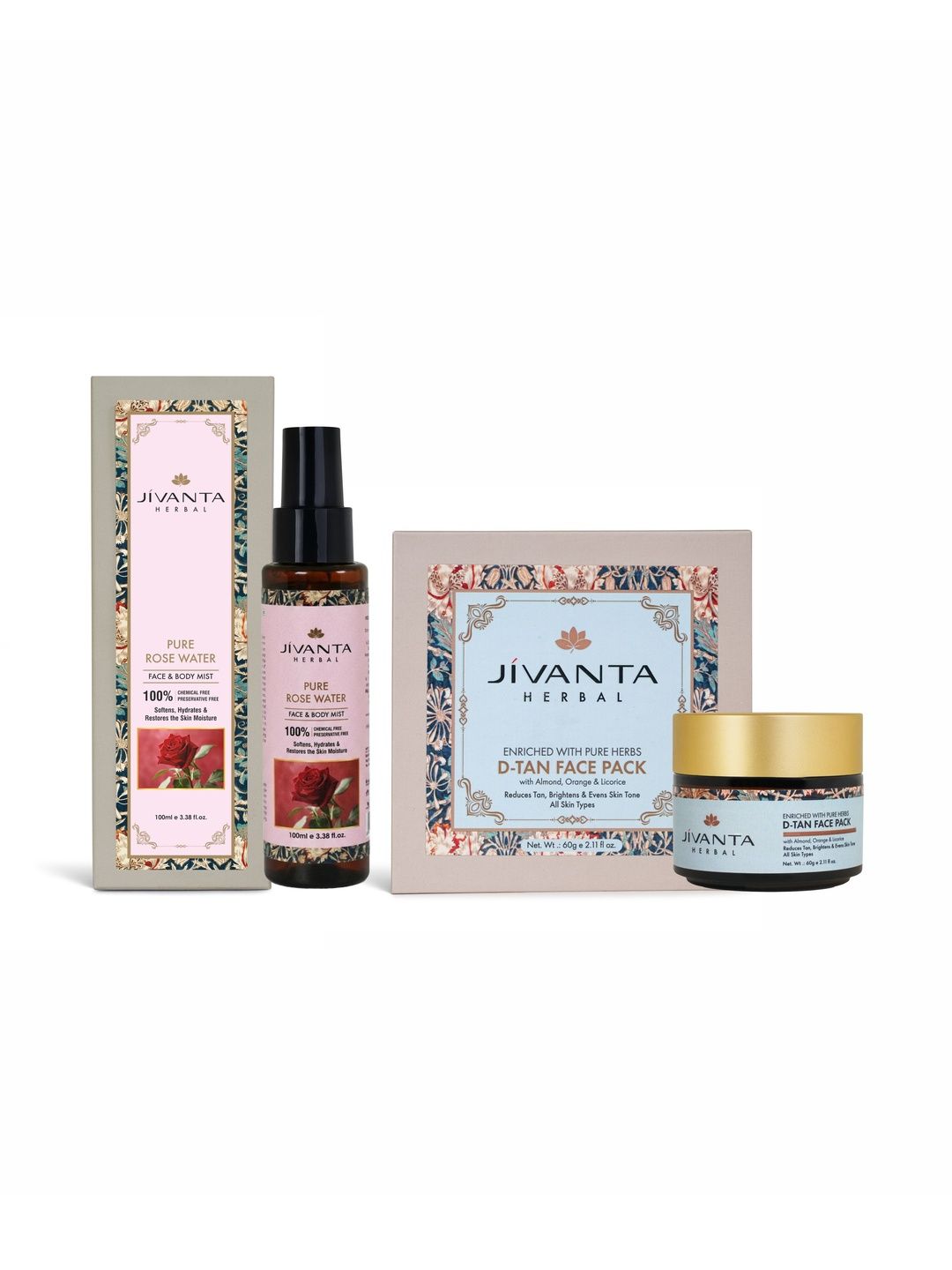 Jivanta Herbal Set Of 2 Rose Water Mist 100 ml & D-Tan Face Pack - 60 g-image-16