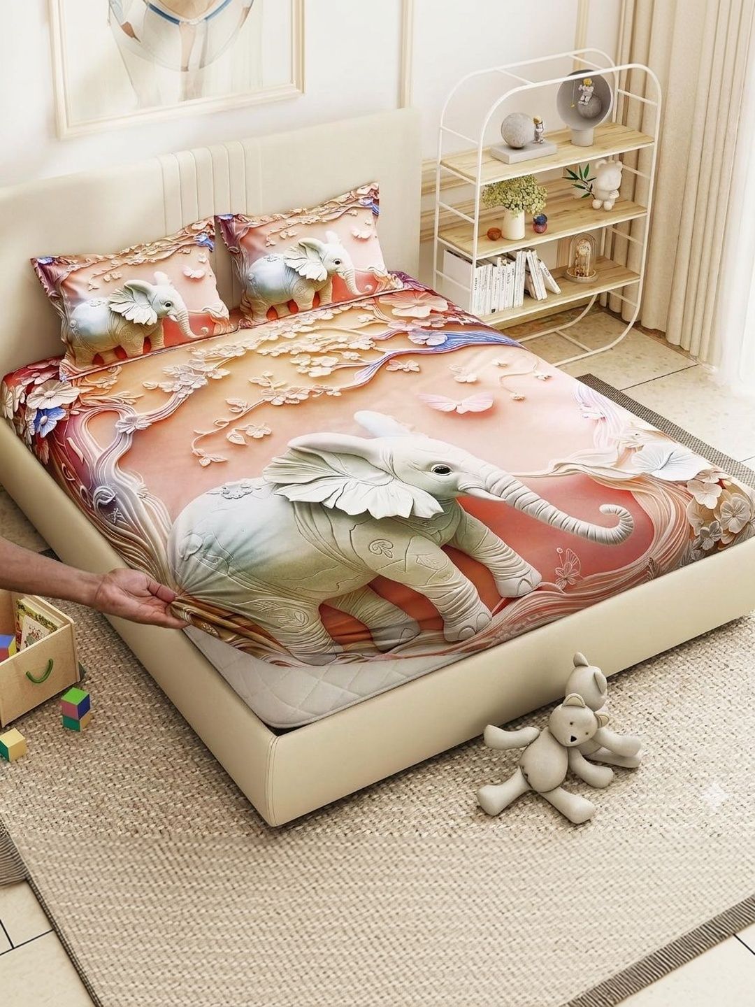 hargunz Pink 144 TC Queen Bedsheet with 2 Pillow Covers-picture-18