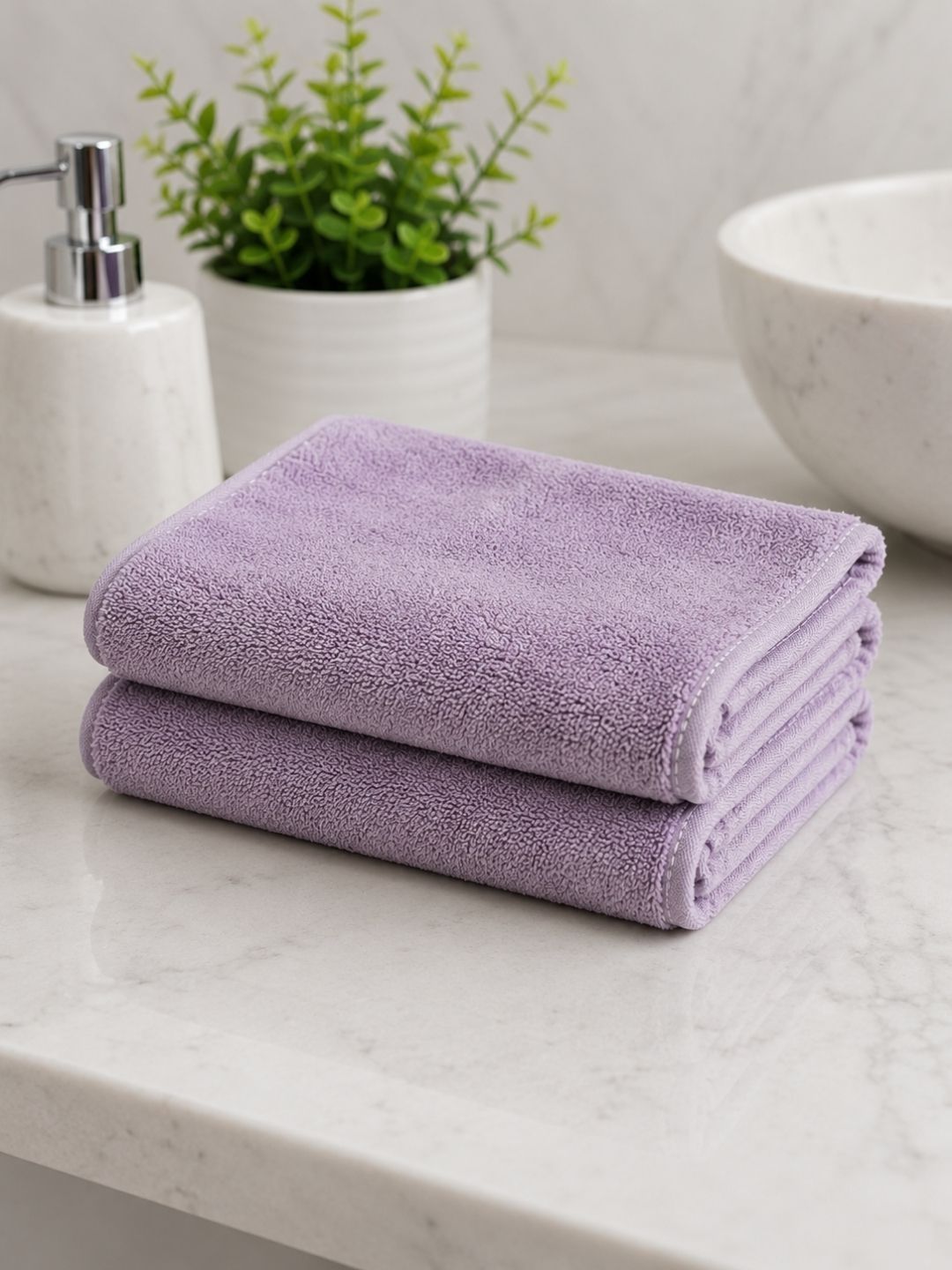Fezora 2Pcs Purple Microfiber 500 GSM Hand Towels-picture-2