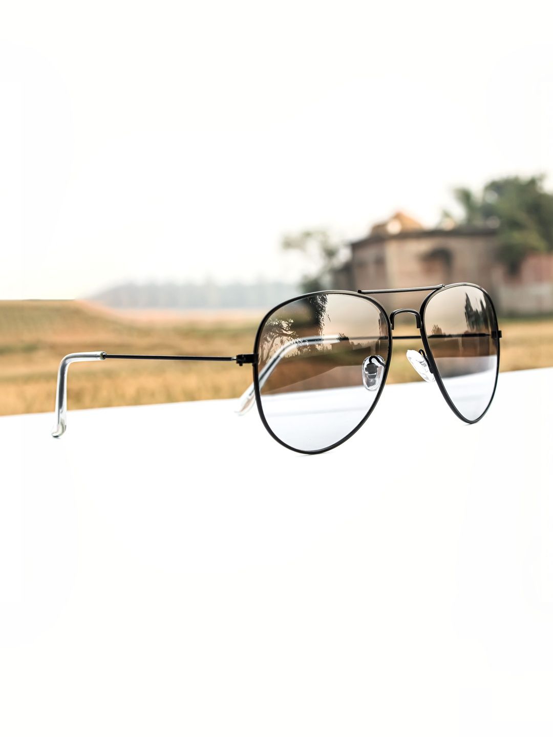 Jiebo Unisex Clear Lens & Black Aviator Sunglasses with-image-47