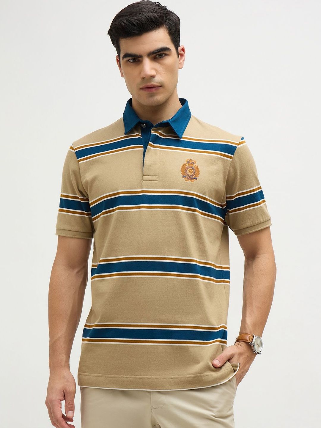 FAHRENHEIT Men Striped Polo Collar T-shirt-picture-30