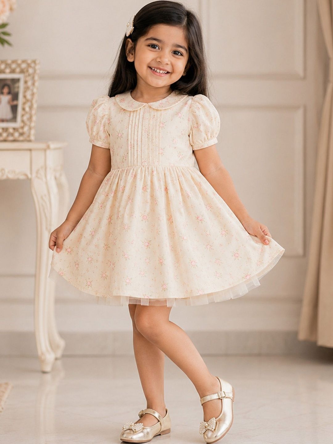 YK Girls Embellished Round Toe Velcro Ballerinas-image-12