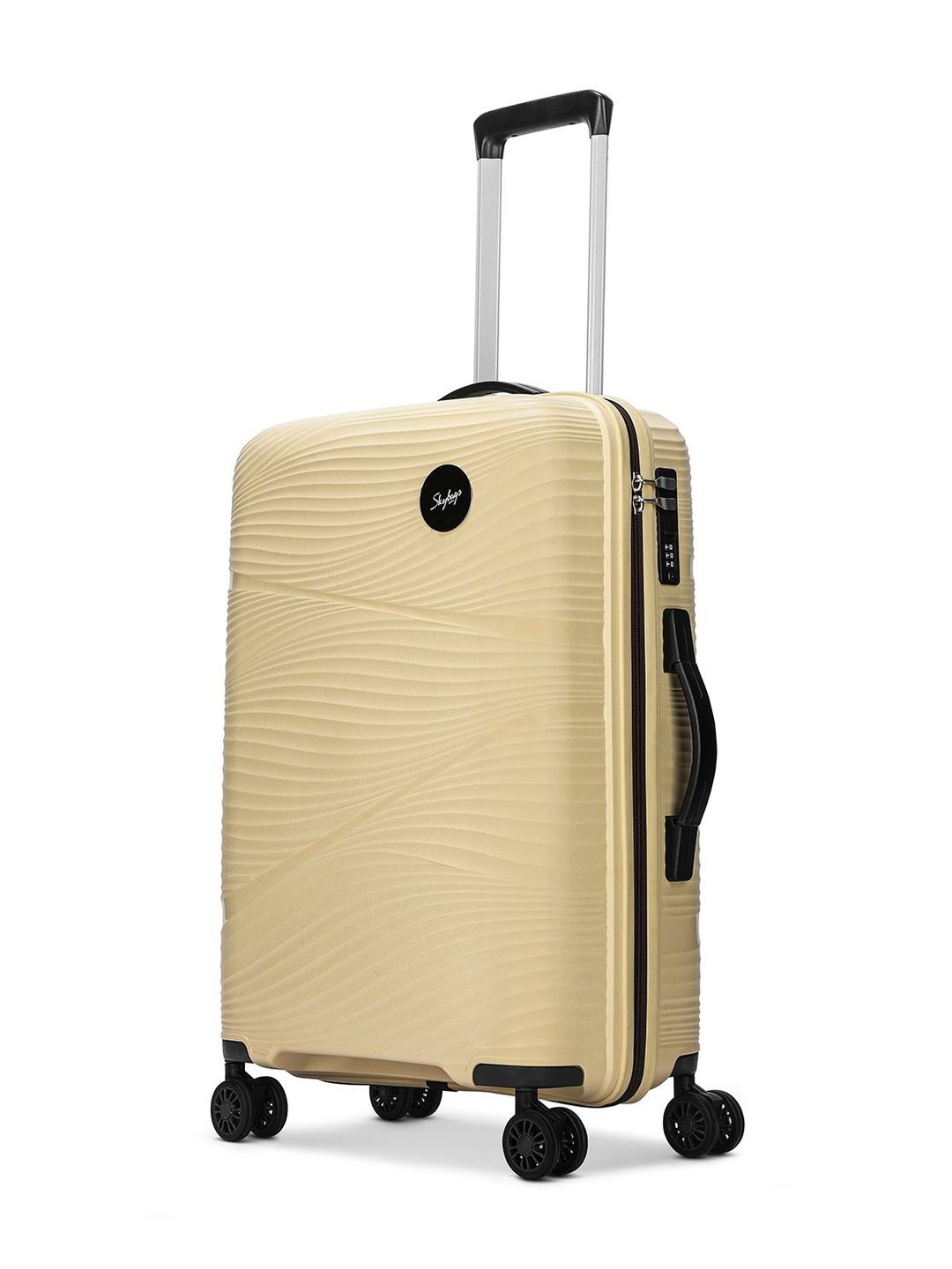 Skybags Unisex Swirl Beige Check-in Medium Hard Luggage 65 cm Trolley Bag with 8-Wheels-picture-22
