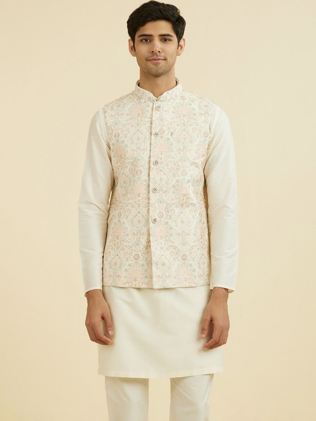 Manyavar Embroidered Mandarin Collar Nehru Jackets-picture-31