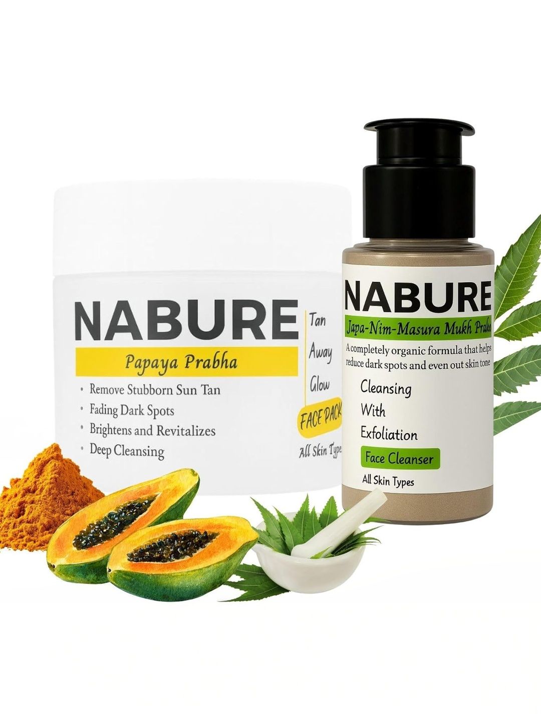 NABURE Set Of 2 Japa Nim Face Cleanser - 28 g & Papaya Prabha D-Tan Face Pack - 50 g-image-23