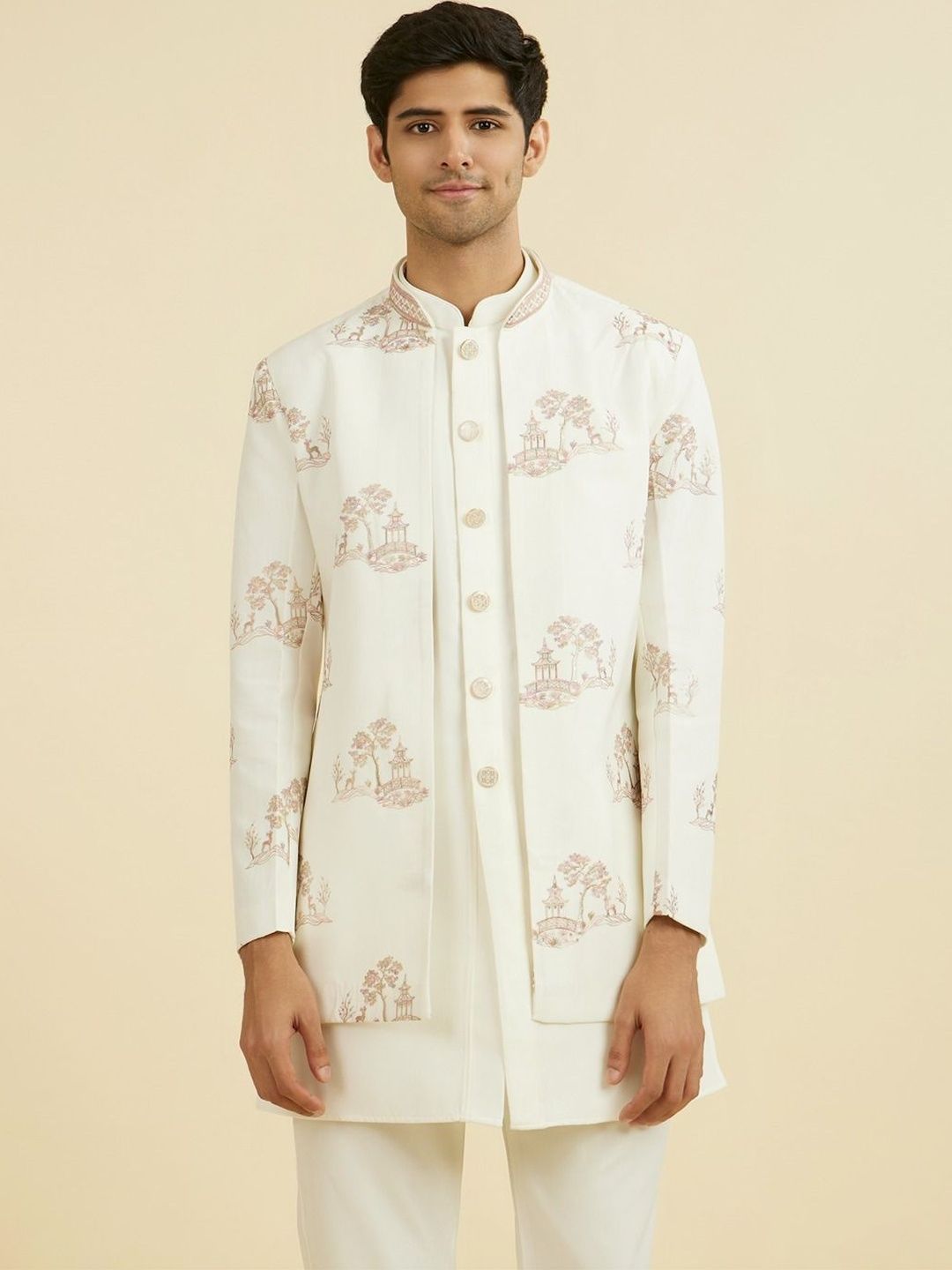Manyavar Embroidered Mandarin Collar Sherwani-picture-40