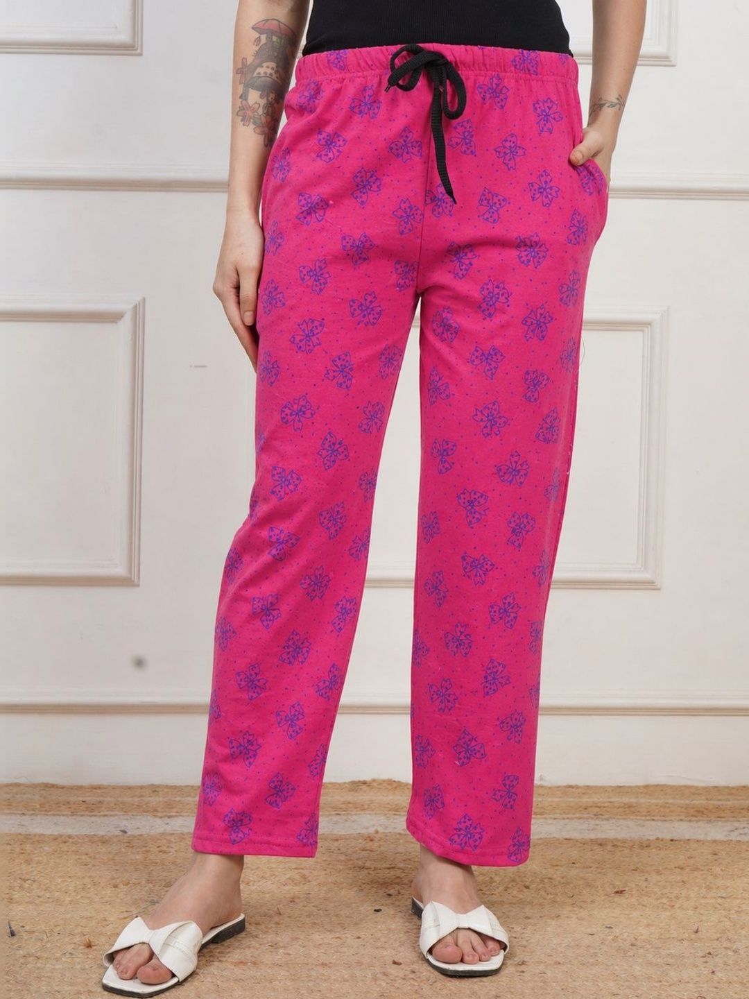 GROOFINGS Women Printed Relaxed Cotton Easy Wash Trousers-picture-14