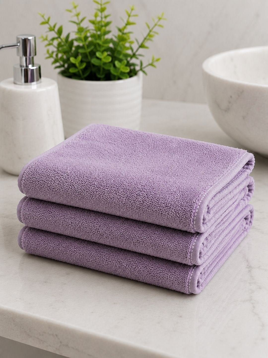 Fezora 3Pcs Purple Microfiber 500 GSM Hand Towels-image-25