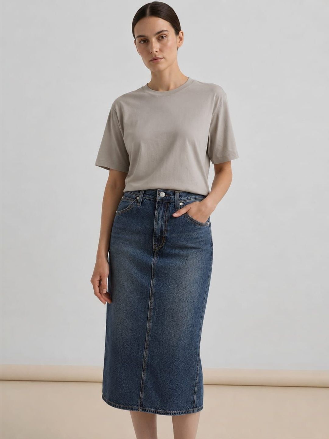 Roadster Women Denim Midi Straight Skirt-picture-55