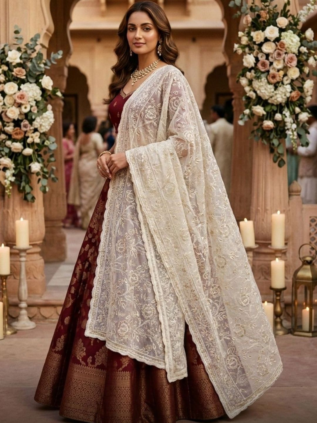 Dupatta Bazaar Embroidered Dupatta with Thread Work-picture-22