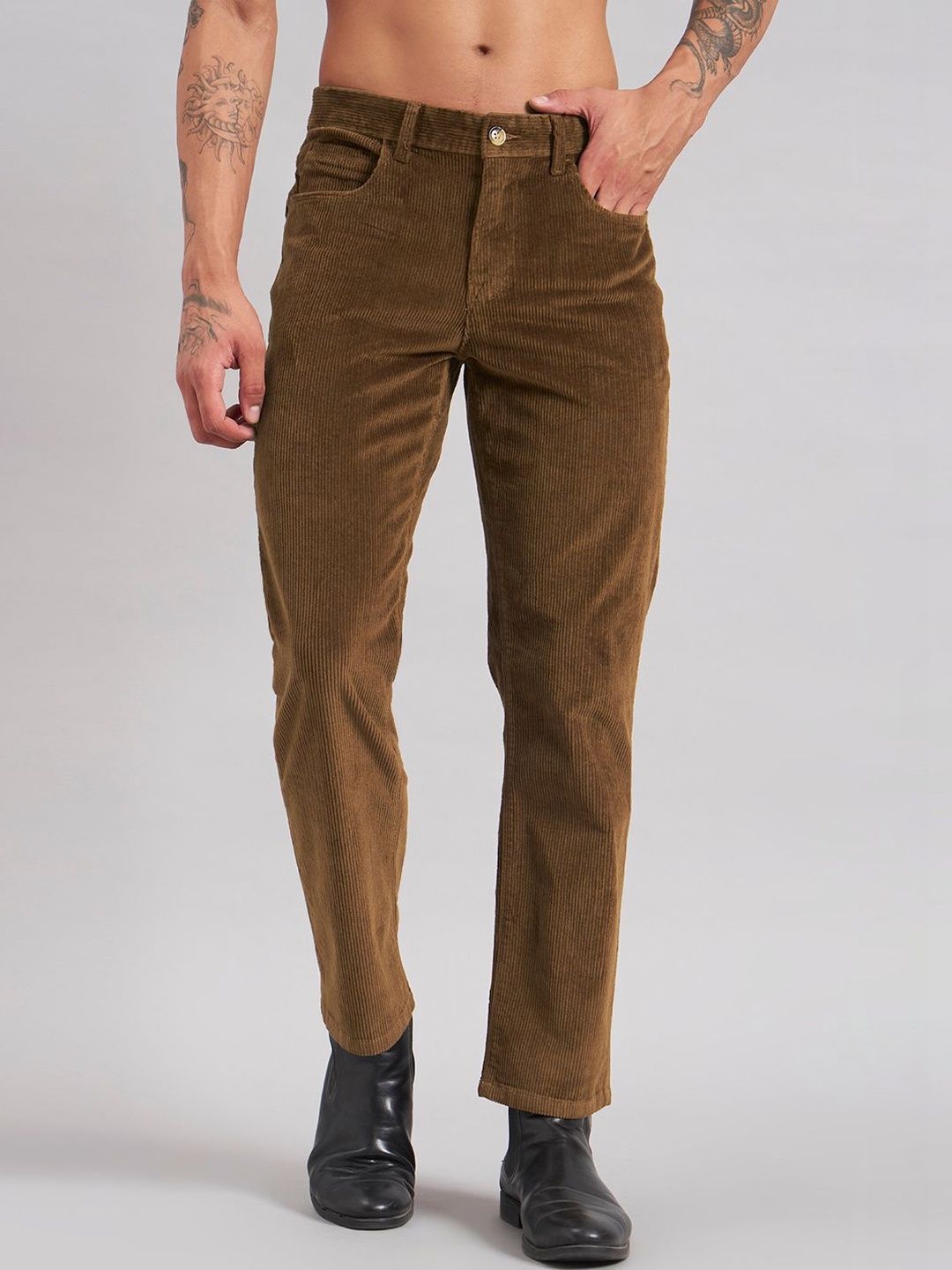 Sand Dunes Men Straight Fit Corduroy Trousers-picture-21