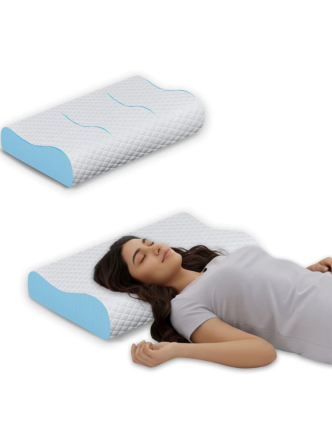 MASHUR FAB Transparent Memory Foam Filled Cotton Lightweight Pillow-picture-3