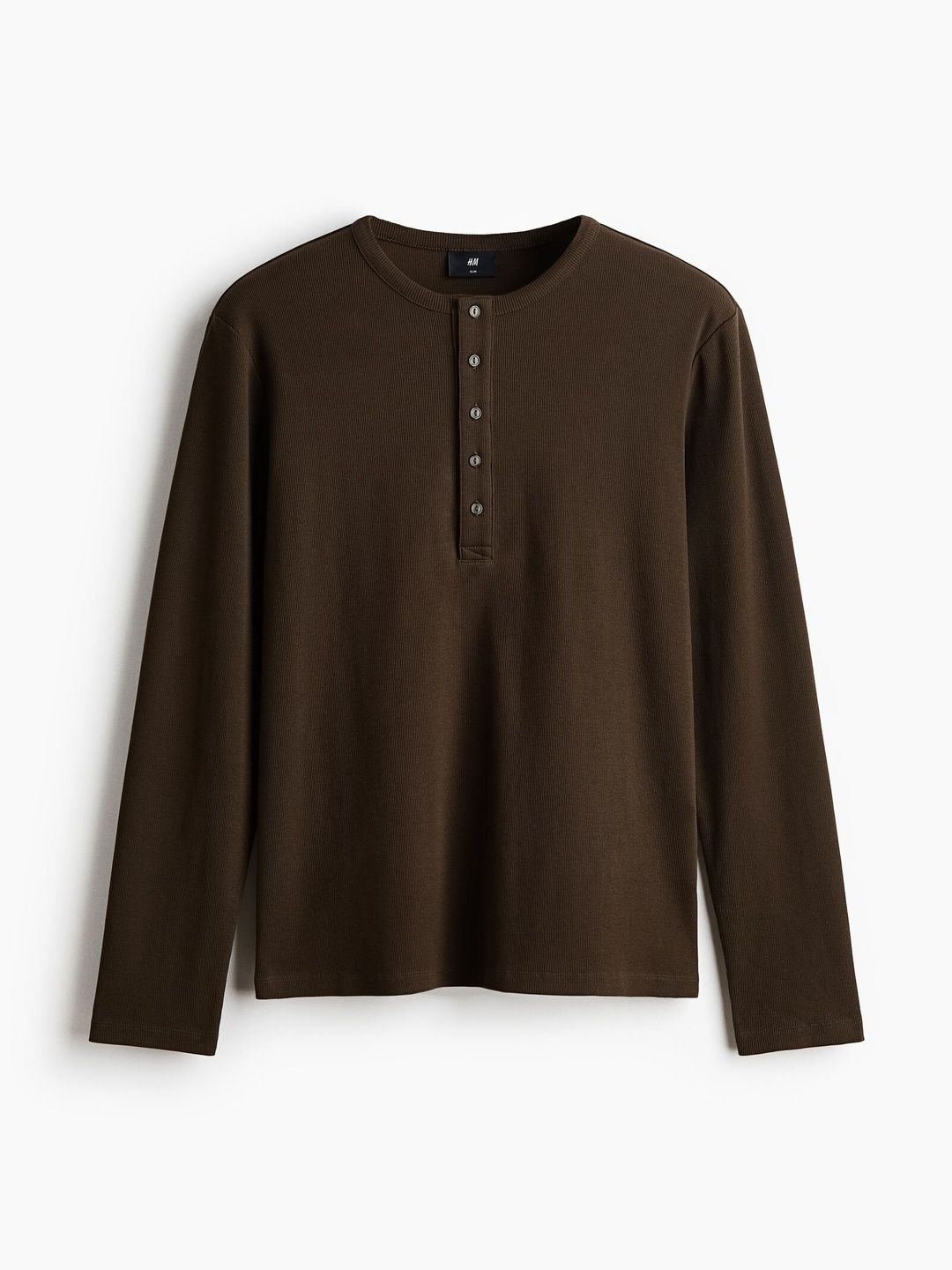 H&M Slim Fit Ribbed Henley Shirt-picture-32