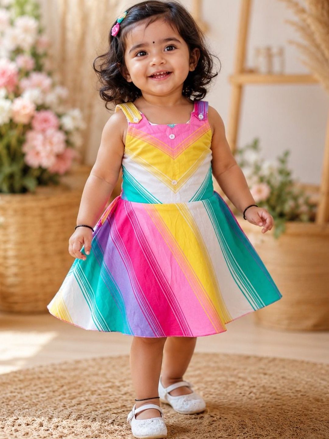 BAESD Striped A-Line Dress-image-3