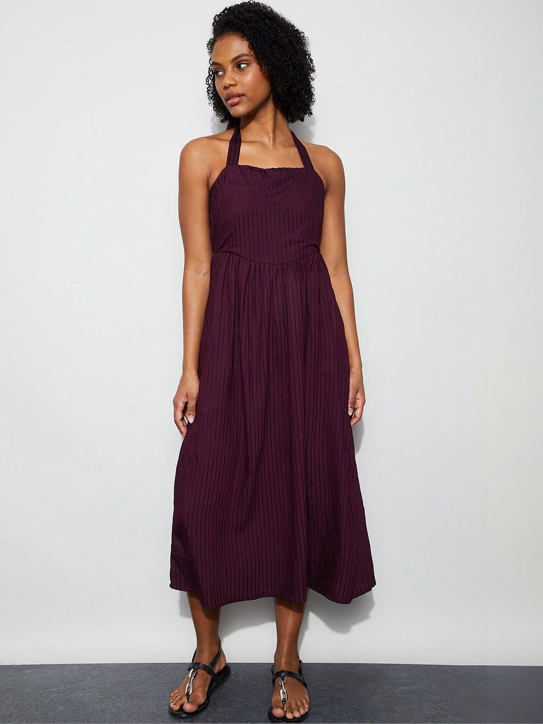 Ginger by Lifestyle Halter Neck Fit & Flare Midi Dress-picture-15