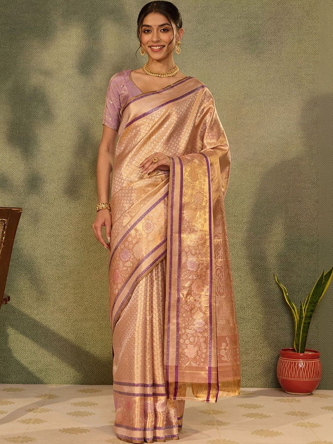 Taneira Woven Design Zari Tissue Kanjeevaram Saree-picture-10