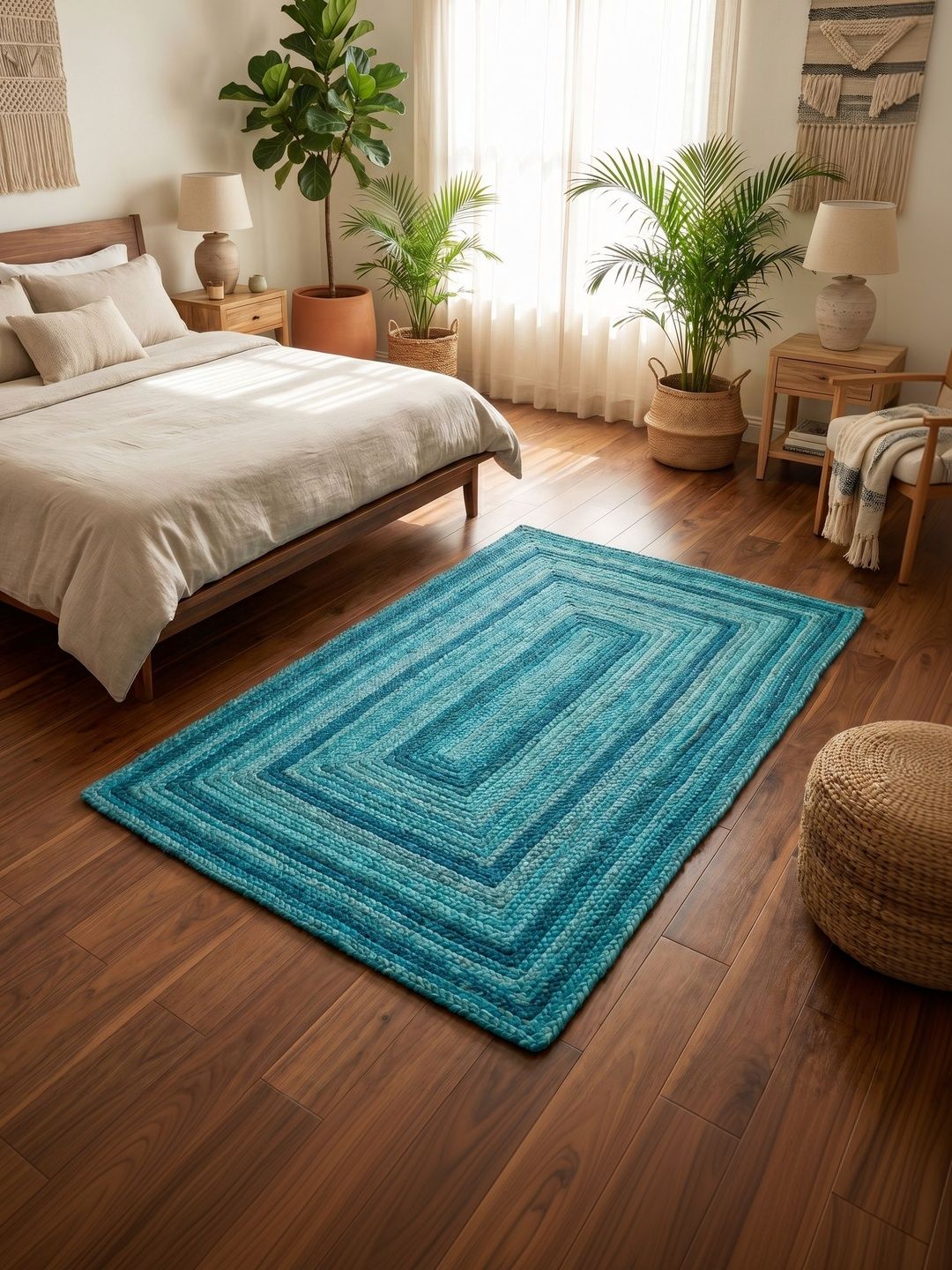 ASTERLANE Green Striped Handmade Cotton Carpet-image-39