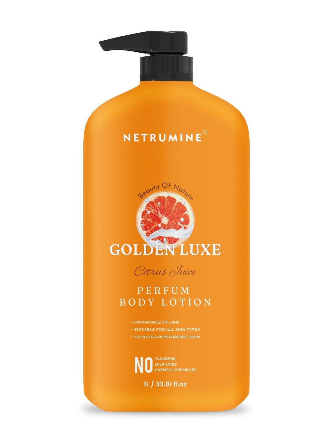 NETRUMINE Golden Luxe Citrus Juice Perfume Body Lotion with Lime Fragrance - 1L-image-30